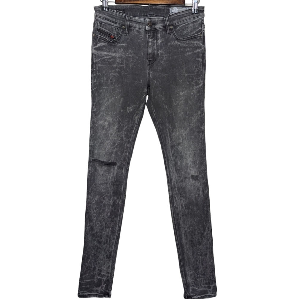 Diesel D.N.A. Gray Super Slim-Skinny Regular Waist Distressed Jeans Size 29